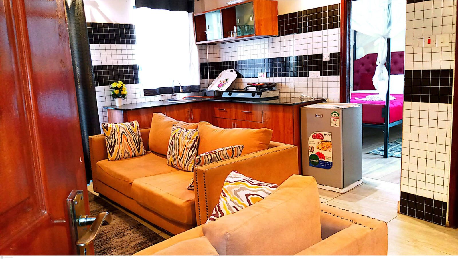 Studio apartment lounge and kitchenette Airbnb Ngara Nairobi